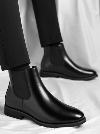 メンズ チェルシーブーツ ローヒール ポインテッドトゥ ショートブーツ グラデーションカラーチップ