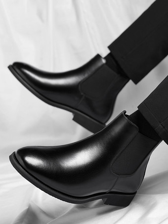 メンズ チェルシーブーツ ローヒール ポインテッドトゥ ショートブーツ グラデーションカラーチップ