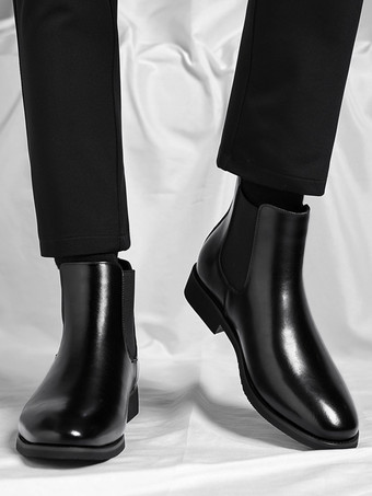 メンズ チェルシーブーツ ローヒール ポインテッドトゥ ショートブーツ グラデーションカラーチップ