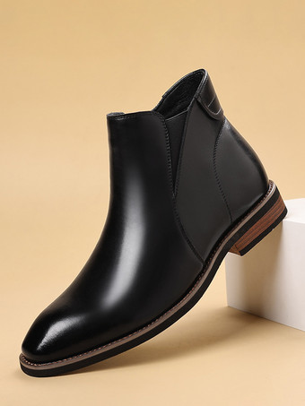 ブラック メンズ レトロ チェルシーブーツ ブリティッシュスタイル ファッション アンクルブーツ