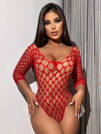 レッド ランジェリーテディ カットアウト レッド テディ レディース