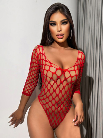 ランジェリーテディ カットアウト レッド テディ レディース