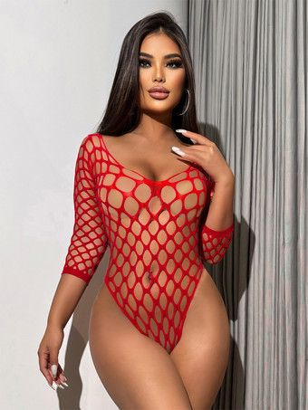 ランジェリーテディ カットアウト レッド テディ レディース