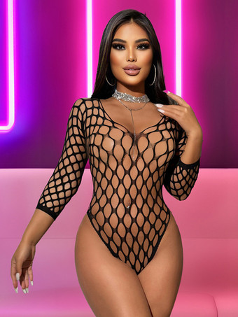 ブラック ランジェリーテディ カットアウト レッド テディ レディース