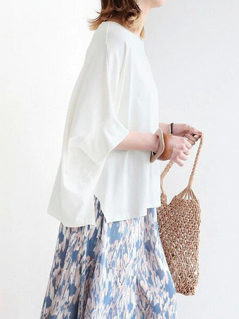 カジュアル ジュエルネック ディープグレー ハーフスリーブ スプリットフロントトップ Tシャツ トップス レディース ファッション