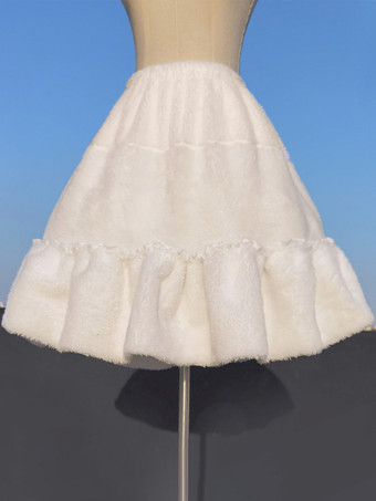 ホワイト ゴシックロリータペチコートふわふわホワイト厚手プラッシュバイオレントクラウドクリノリンアンダースカート