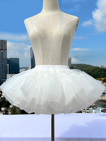 Gothic Lolita Petticoats Ultra-Puffy 6-Layer Soft Tulle White Boneless 25cm Children's Violent Cloud Crinoline Lolita Skirt