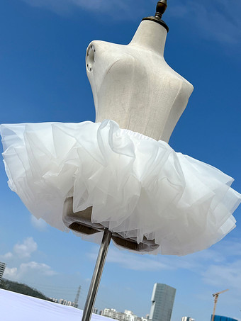 White Gothic Lolita Petticoats Ultra-Puffy 6-Layer Soft Tulle White Boneless 25cm Children's Violent Cloud Crinoline Lolita Skirt