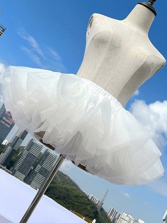Gothic Lolita Petticoats Ultra-Puffy 6-Layer Soft Tulle White Boneless 25cm Children's Violent Cloud Crinoline Lolita Skirt