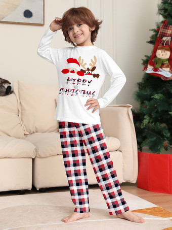 トナカイとサンタのプリント柄チェック柄ファミリーお揃いクリスマスパジャマ 2026