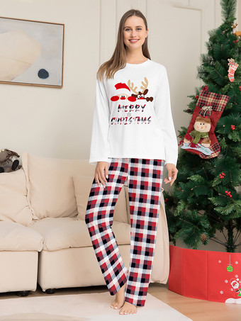 トナカイとサンタのプリント柄チェック柄ファミリーお揃いクリスマスパジャマ 2026