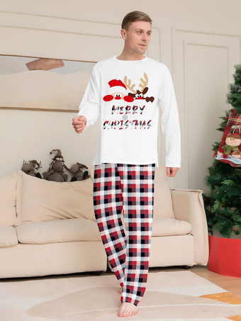 トナカイとサンタのプリント柄チェック柄ファミリーお揃いクリスマスパジャマ 2026