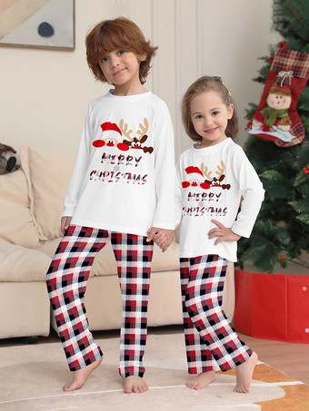 トナカイとサンタのプリント柄チェック柄ファミリーお揃いクリスマスパジャマ 2026