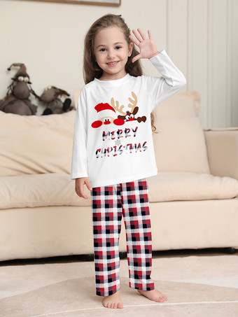 トナカイとサンタのプリント柄チェック柄ファミリーお揃いクリスマスパジャマ 2026