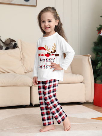 トナカイとサンタのプリント柄チェック柄ファミリーお揃いクリスマスパジャマ 2026