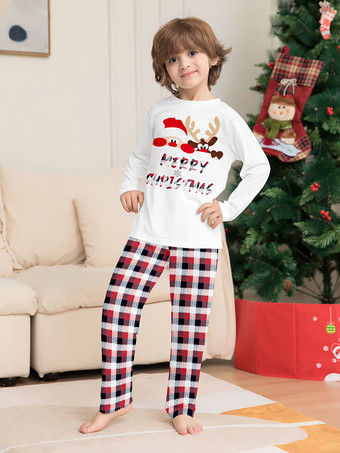 トナカイとサンタのプリント柄チェック柄ファミリーお揃いクリスマスパジャマ 2026