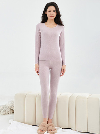 パープル カシミア＆シルク 暖かいスリムサーマルアンダーウェアセット 2025