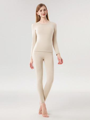 肌色カシミア＆リヨセル 暖かいスキニーサーマルアンダーウェアセット 2025