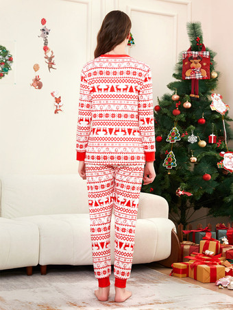 クラシックな赤と白のトナカイ柄ファミリークリスマスパジャマホリデーセット 2026