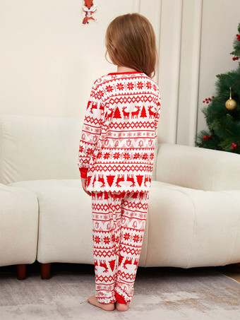 クラシックな赤と白のトナカイ柄ファミリークリスマスパジャマホリデーセット 2026