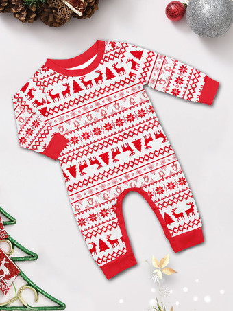 クラシックな赤と白のトナカイ柄ファミリークリスマスパジャマホリデーセット 2026