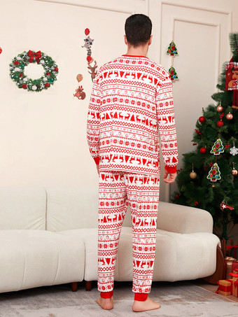 クラシックな赤と白のトナカイ柄ファミリークリスマスパジャマホリデーセット 2026