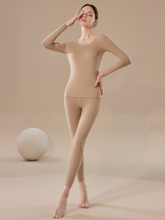 アプリコットカシミア＆リヨセル 暖かいスキニーサーマルアンダーウェアセット 2025