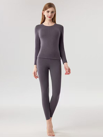 グレイカシミア＆リヨセル 暖かいスキニーサーマルアンダーウェアセット 2025