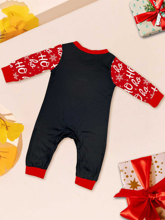 黒と赤のファミリー向けクリスマスパジャマ（サンタハット、ホーホーホーパンツ付き）2025年