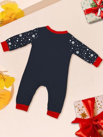 ネイビーとレッドのメリークリスマスファミリーパジャマ（サンタとトナカイ付き）2026