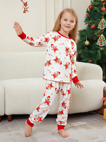 Pigiama natalizio per la famiglia con stampa di omini di pan di zenzero bianchi e rossi 2026