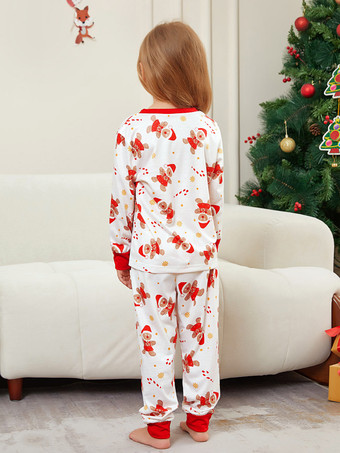 Pigiama natalizio per la famiglia con stampa di omini di pan di zenzero bianchi e rossi 2026