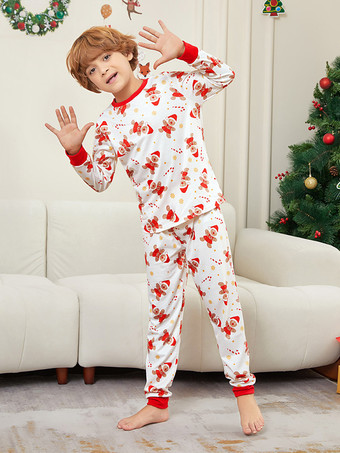 Pigiama natalizio per la famiglia con stampa di omini di pan di zenzero bianchi e rossi 2026