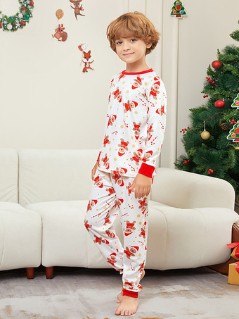 Pigiama natalizio per la famiglia con stampa di omini di pan di zenzero bianchi e rossi 2026