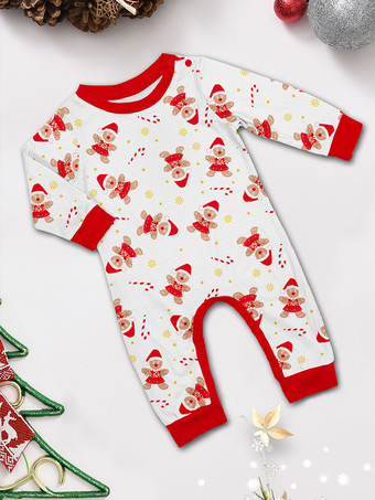 Pigiama natalizio per la famiglia con stampa di omini di pan di zenzero bianchi e rossi 2026
