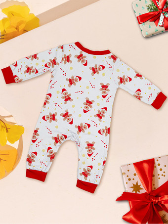 Pigiama natalizio per la famiglia con stampa di omini di pan di zenzero bianchi e rossi 2026