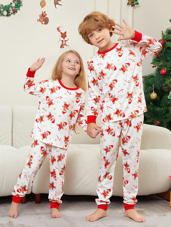 Pigiama natalizio per la famiglia con stampa di omini di pan di zenzero bianchi e rossi 2026