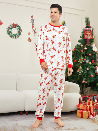 Pigiama natalizio per la famiglia con stampa di omini di pan di zenzero bianchi e rossi 2026