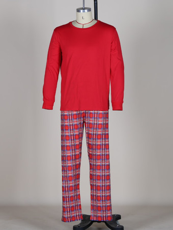 クラシックなレッドチェック柄ファミリークリスマスパジャマセット 2025