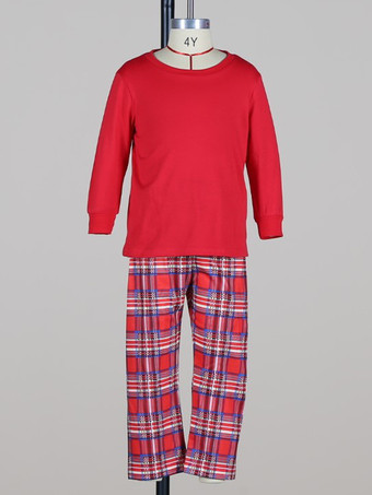 クラシックなレッドチェック柄ファミリークリスマスパジャマセット 2025