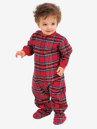 クラシックなレッドチェック柄ファミリークリスマスパジャマセット 2025