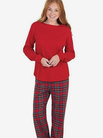 クラシックなレッドチェック柄ファミリークリスマスパジャマセット 2025