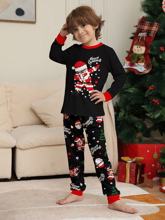 ダビングサンタの黒と赤のファミリー向けクリスマスパジャマ 2026