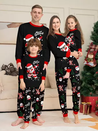 Family Holiday PJ Sets LIUguoo Family Matching Christmas Pajamas - Leopard Plaid Holiday Set Holiday Matching PJs