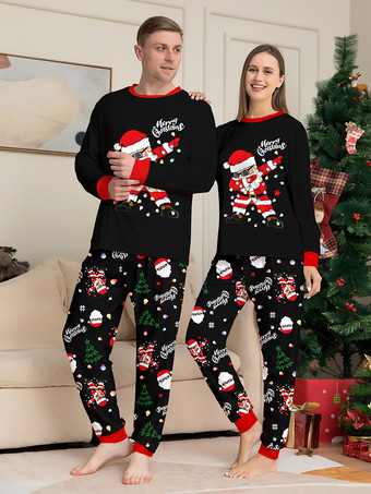 ダビングサンタの黒と赤のファミリー向けクリスマスパジャマ 2026