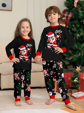 ダビングサンタの黒と赤のファミリー向けクリスマスパジャマ 2026