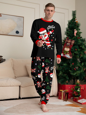 ダビングサンタの黒と赤のファミリー向けクリスマスパジャマ 2026