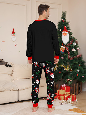 ダビングサンタの黒と赤のファミリー向けクリスマスパジャマ 2026