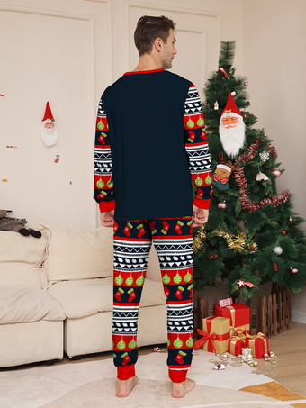 ネイビーレッドグリーンフェアアイルファミリークリスマスパジャマホリデーパターン2025