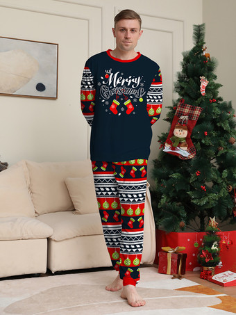 ネイビーレッドグリーンフェアアイルファミリークリスマスパジャマホリデーパターン2025